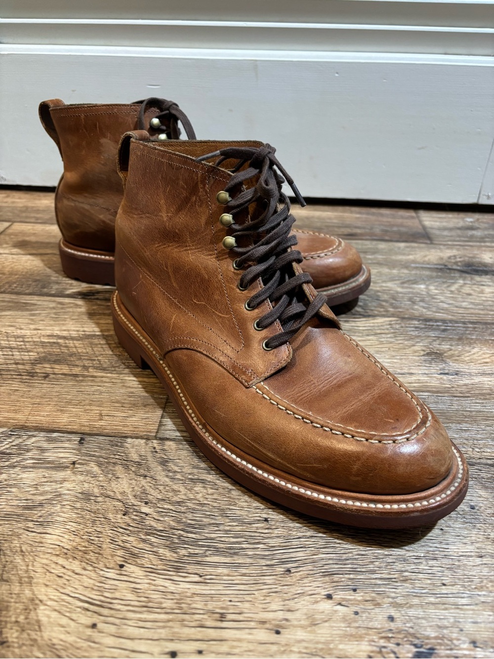 J. Crew- Men's Brown Leather Lace-Up Boots Size 9.5